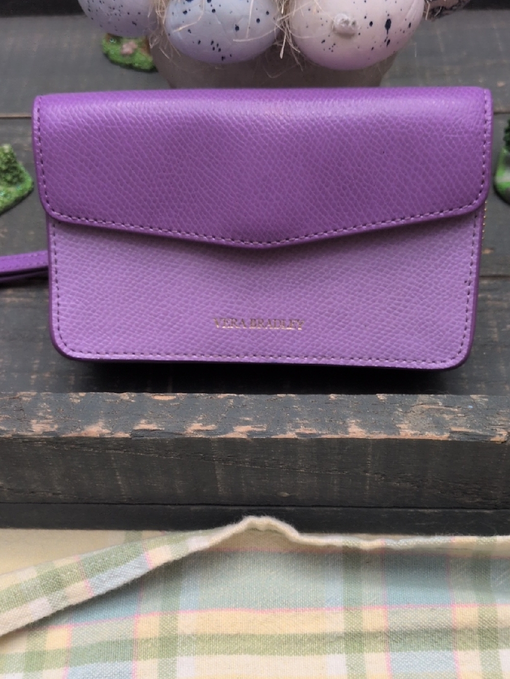 Vera Bradley Purple Lavender Faux Leather Wristlet Wallet